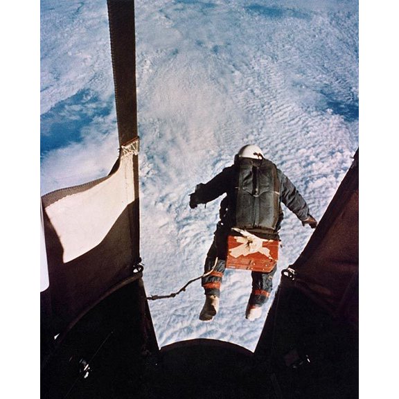 Joseph Kittinger Excelsior III Skydive Style - A - 24x36 Inch Laminated Aviation Poster - Stunning Detail and Bold Colors