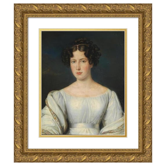 Joseph Krafft 12x14 Gold Ornate Wood Frame and Double Matted Museum Art Print Titled - Portrait of a Lady (1825)