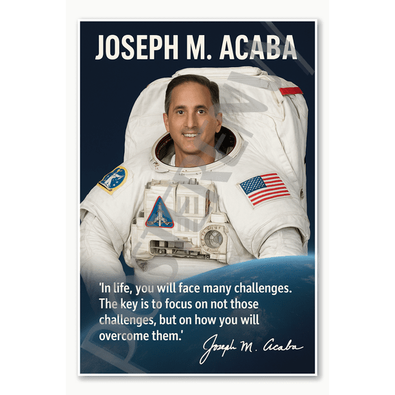 Joseph M Acaba Famous Hispanic Latino NASA American Space Astronaut overcoming challenges Poster - 18 inch x 12 inch