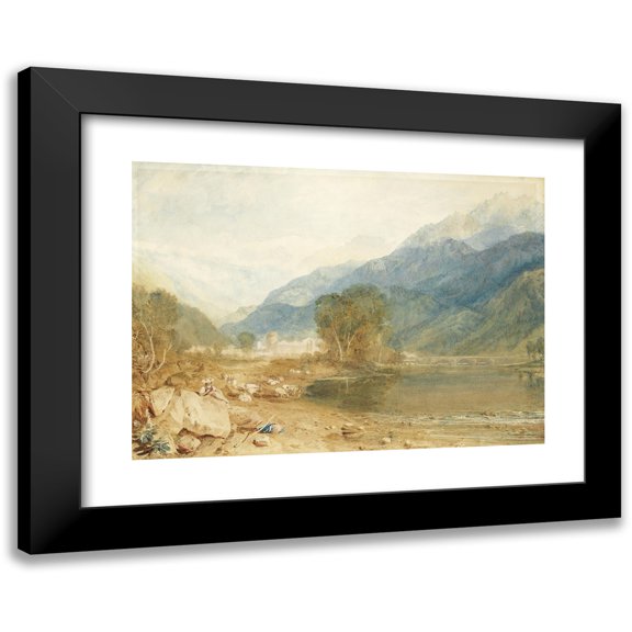 Joseph Mallord William Turner 14x11 Black Modern Framed Museum Art Print Titled - A View from the Castle of St. Michael, Bonneville, Savoy, from the Banks of the Arve River