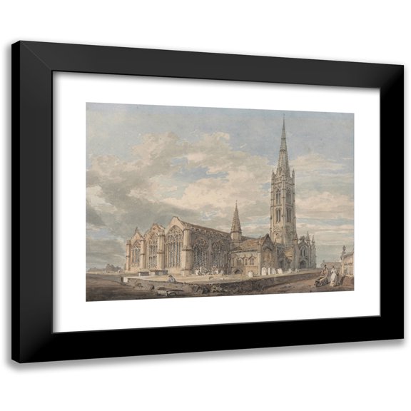 Joseph Mallord William Turner 14x11 Black Modern Framed Museum Art Print Titled - North East View of Grantham Church, Lincolnshire (ca. 1797)