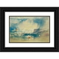 thumbnail image 1 of Joseph Mallord William Turner 14x11 Black Ornate Wood Framed Double Matted Museum Art Print Titled: Lyme Regis, Dorsetshire, England (C.1834), 1 of 5