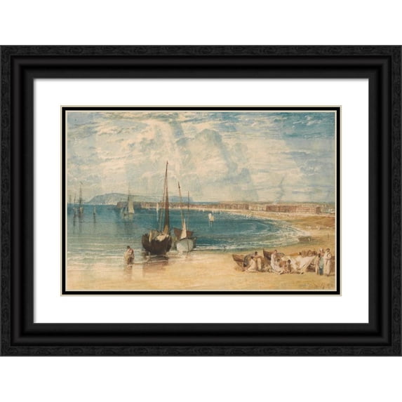Joseph Mallord William Turner 14x11 Black Ornate Wood Framed Double Matted Museum Art Print Titled: Weymouth (ca. 1811)