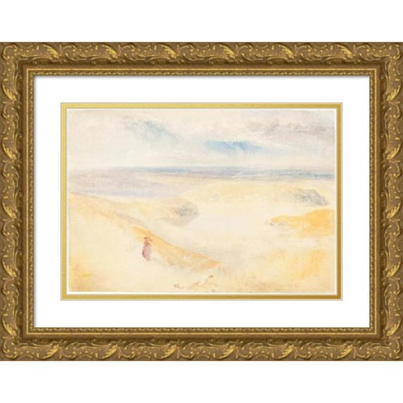 Joseph Mallord William Turner 14x11 Gold Ornate Wood Frame and Double Matted Museum Art Print Titled - A Yorkshire River (C. 1827)