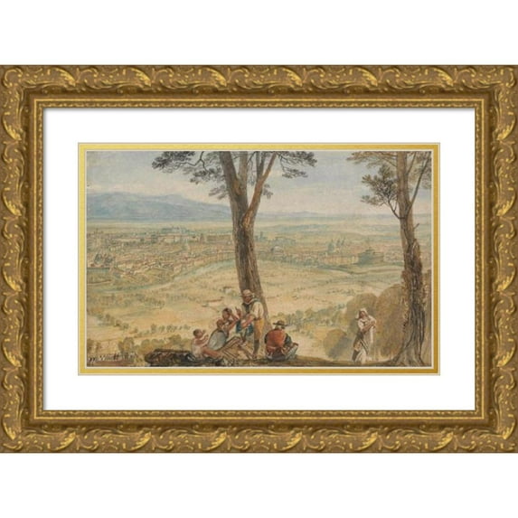 Joseph Mallord William Turner 14x11 Gold Ornate Wood Frame and Double Matted Museum Art Print Titled - Rome from Monte Mario (ca. 1818)