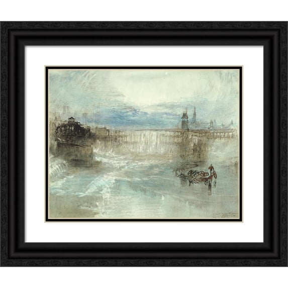 Joseph Mallord William Turner 14x12 Black Ornate Wood Framed Double Matted Museum Art Print Titled: View of Lucerne (1840-41)