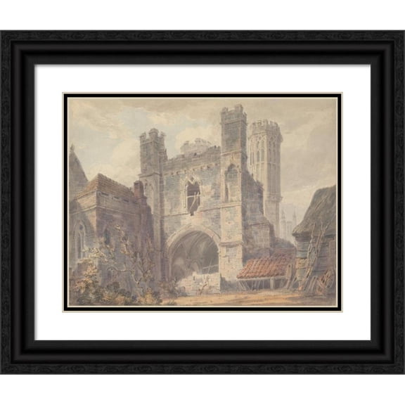 Joseph Mallord William Turner 18x15 Black Ornate Wood Framed Double Matted Museum Art Print Titled - St. Augustine's Gate, Canterbury (Between 1792 and 1793)