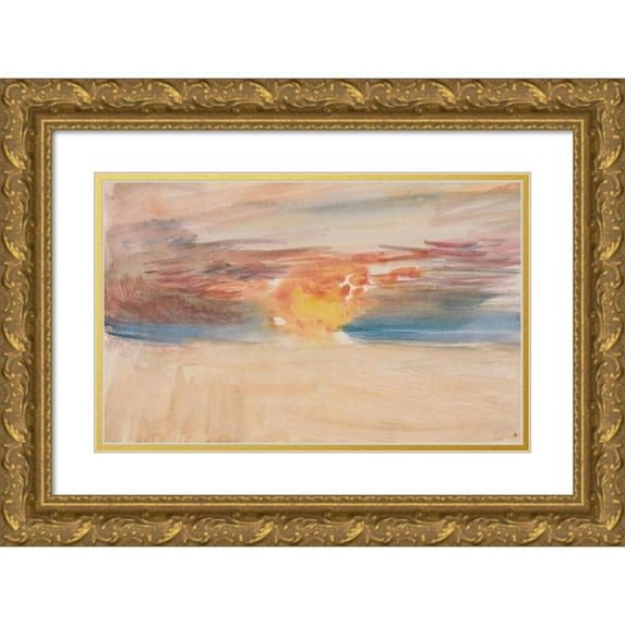 Joseph Mallord William Turner 24x16 Gold Ornate Framed and Double Matted Museum Art Print Titled - The Channel Sketchbook 28 (ca. 1845)