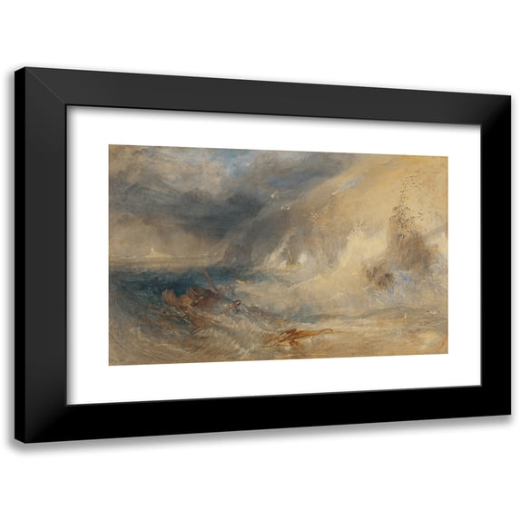 Joseph Mallord William Turner 24x17 Black Modern Framed Museum Art Print Titled - Long Ship's Lighthouse, Land's End (About 1834-1835)