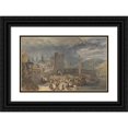thumbnail image 1 of Joseph Mallord William Turner 24x17 Black Ornate Framed Double Matted Museum Art Print Titled: A View of Boppart, with Figures on the River Bank (1817), 1 of 5