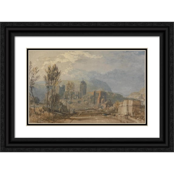 Joseph Mallord William Turner 24x17 Black Ornate Framed Double Matted Museum Art Print Titled: Andernach (1817)