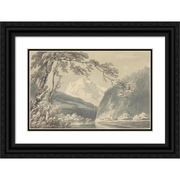 Joseph Mallord William Turner 24x17 Black Ornate Framed Double Matted Museum Art Print Titled: Near Grindelwald (ca. 1796)