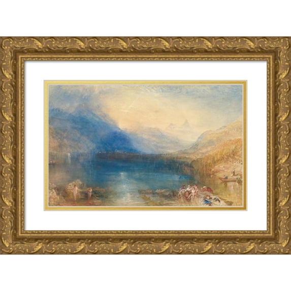 Joseph Mallord William Turner 24x17 Gold Ornate Framed and Double Matted Museum Art Print Titled - The Lake of Zug (1843)
