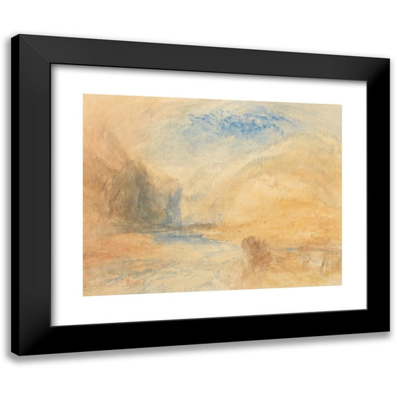 Joseph Mallord William Turner 24x20 Black Modern Framed Museum Art Print Titled - Mountain Landscape with Lake (ca. 1842)