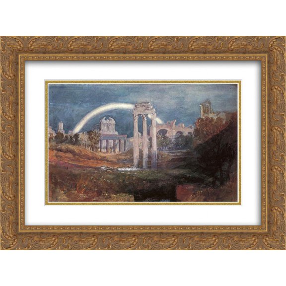 Joseph Mallord William Turner 2x Matted 24x18 Gold Ornate Framed Art Print 'Rome: The Forum with a Rainbow'