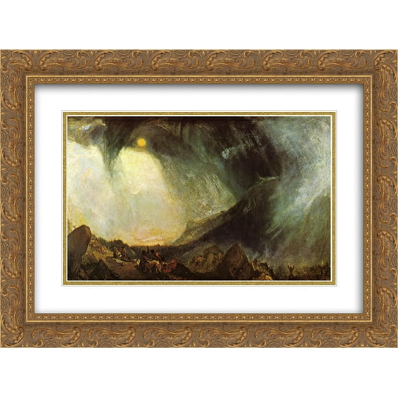 Joseph Mallord William Turner 2x Matted 24x18 Gold Ornate Framed Art Print 'Snow Storm: Hannibal and His Army Crossing the Alps'