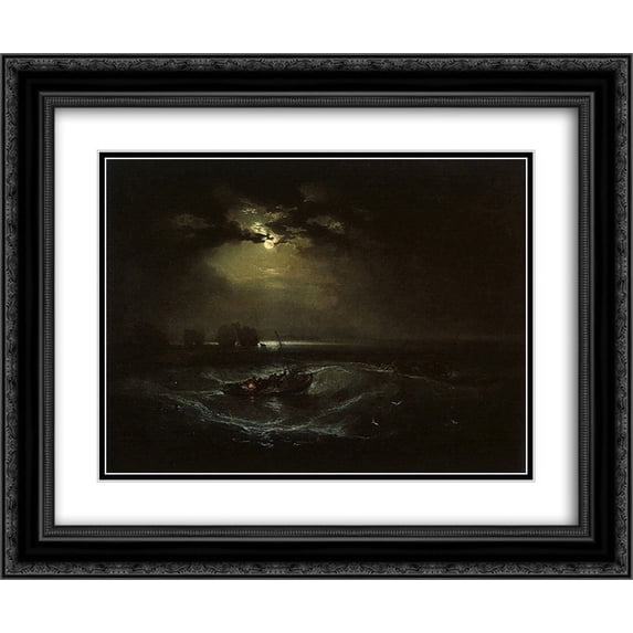 Joseph Mallord William Turner 2x Matted 24x20 Black Ornate Framed Art Print 'Fishermen at Sea'
