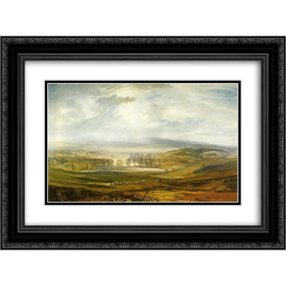 Joseph Mallord William Turner 2x Matted 24x20 Black Ornate Framed Art Print 'Raby Castle, the Seat of the Earl of Darlington'