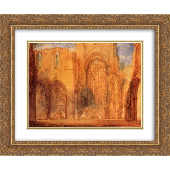 Joseph Mallord William Turner 2x Matted 24x20 Gold Ornate Framed Art Print 'Interior of Fountains Abbey, Yorkshire'