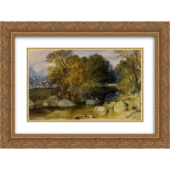 Joseph Mallord William Turner 2x Matted 24x20 Gold Ornate Framed Art Print 'Ivy Bridge, Devonshire'