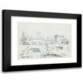 thumbnail image 1 of Joseph-Marie Vien 24x18 Black Modern Framed Museum Art Print Titled - An Italian Town with a Stone Bridge and a Waterfall (1744-1750), 1 of 5
