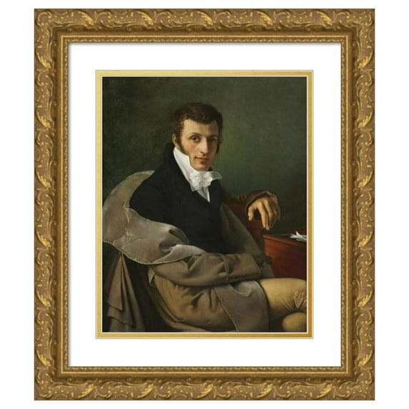 Joseph Paelinck 12x14 Gold Ornate Wood Frame and Double Matted Museum Art Print Titled - Self-Portrait (C. 1812)
