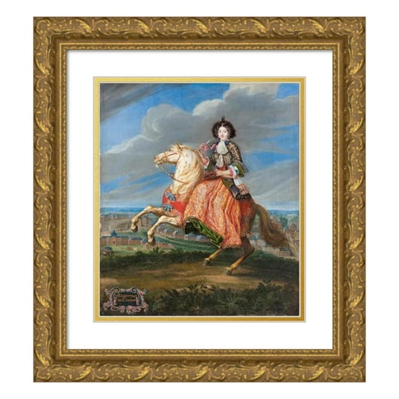 Joseph Parrocel 12x14 Gold Ornate Wood Frame and Double Matted Museum Art Print Titled - Madame the Countess of Saint Geran