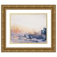 thumbnail image 1 of Joseph Pennell 14x12 Gold Ornate Wood Frame and Double Matted Museum Art Print Titled - Winter Sunset, New York Harbor (circa 1921-1926), 1 of 4
