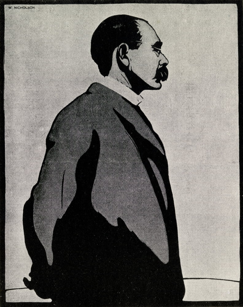 Joseph Rudyard Kipling 1865 1936 British Author Born In India Portrait After Sir William Nicholson 1872-1949 Canvas Art - Ken Welsh Design Pics (13 x 16)