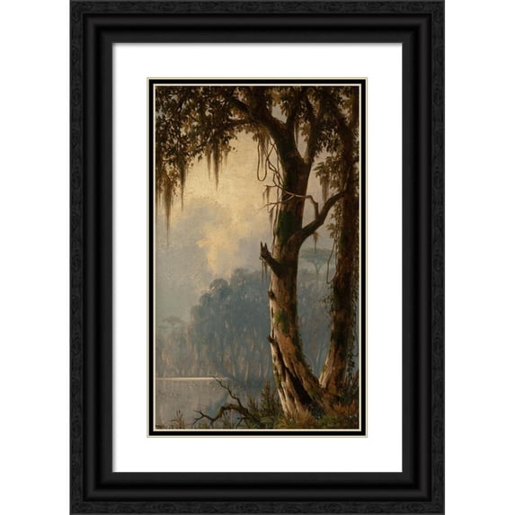 Joseph Rusling Meeker 10x14 Black Ornate Wood Framed Double Matted Museum Art Print Titled: Louisiana Landscape (1880)