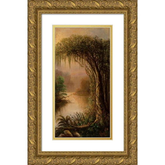 Joseph Rusling Meeker 14x24 Gold Ornate Framed and Double Matted Museum Art Print Titled - Bayou (1883)