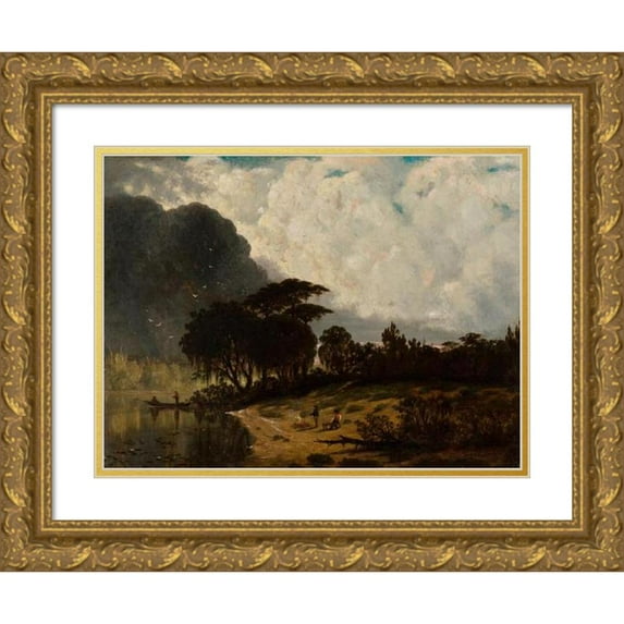 Joseph Rusling Meeker 24x19 Gold Ornate Framed and Double Matted Museum Art Print Titled - Lake Pontchartrain, Louisiana (1880)