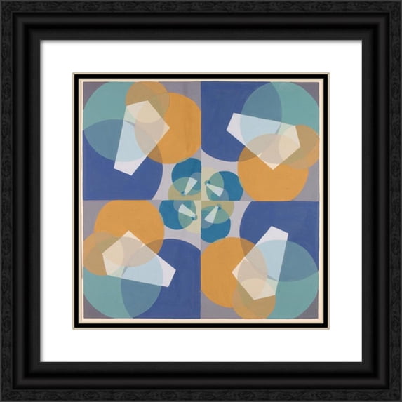 Joseph Schillinger 15x15 Black Ornate Wood Framed Double Matted Museum Art Print Titled - Green Squares (ca. 1934)