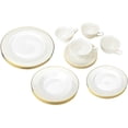 thumbnail image 1 of Joseph Seigh, 6285G-20, Bone Porcelain Dinnerware Set w/ Gold Rim, Elegant Dinner Set, Dinner Plates, Soup Plates, Flat Plates, Tea Cups, Saucers, Set of 4, 1 of 2