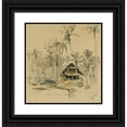 thumbnail image 1 of Joseph Selleny 12x13 Black Ornate Wood Framed Double Matted Museum Art Print Titled: The Missionary House on the Island of Puinipet (Ponape), Caroline Islands (1858), 1 of 5