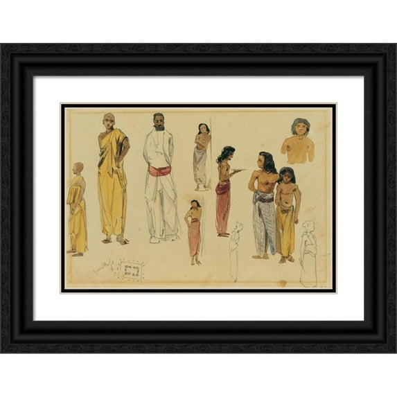 Joseph Selleny 14x11 Black Ornate Wood Framed Double Matted Museum Art Print Titled: Singhalic Priest on Ceylon (1858)