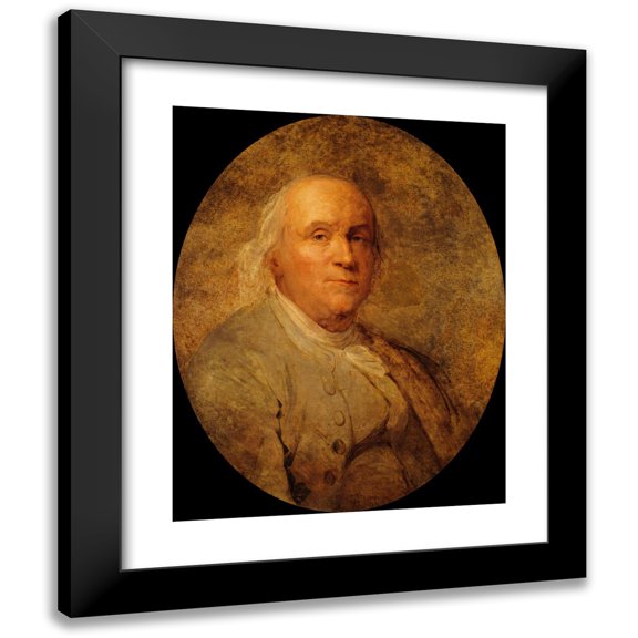 Joseph Siffred Duplessis 12x14 Black Modern Framed Museum Art Print Titled - Benjamin Franklin (1706-1790) (1778)