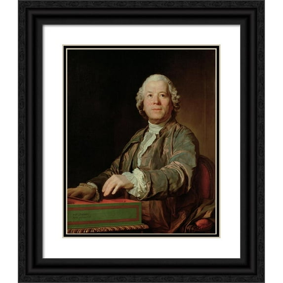 Joseph Siffred Duplessis 12x14 Black Ornate Wood Framed Double Matted Museum Art Print Titled: Christoph Willibald Gluck