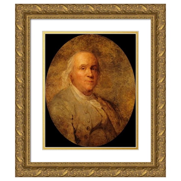 Joseph Siffred Duplessis 20x24 Gold Ornate Framed and Double Matted Museum Art Print Titled - Benjamin Franklin (1706-1790) (1778)