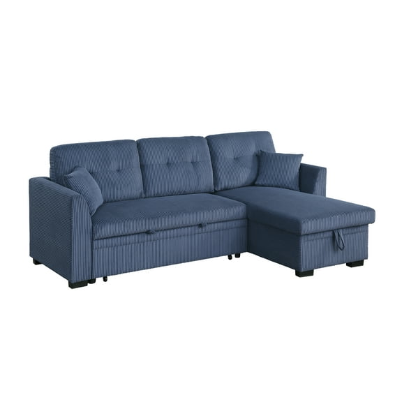 Joseph Sleeper Sofa Bed With Reversible Storage Chaise Blue