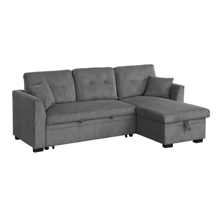 Joseph Sleeper Sofa Bed With Reversible Storage Chaise Dark Gray
