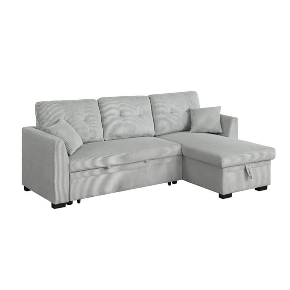 Joseph Sleeper Sofa Bed With Reversible Storage Chaise Light Gray