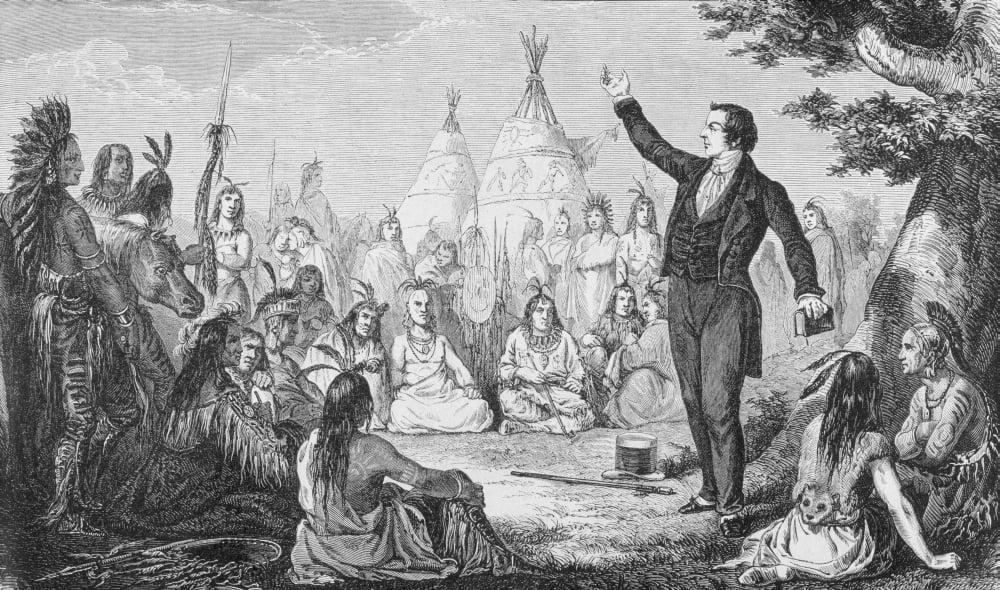 Joseph Smith 1805 To 1844 Founder Of The Mormon Church Preaching To Indians Canvas Art - Ken Welsh Design Pics (36 x 20)