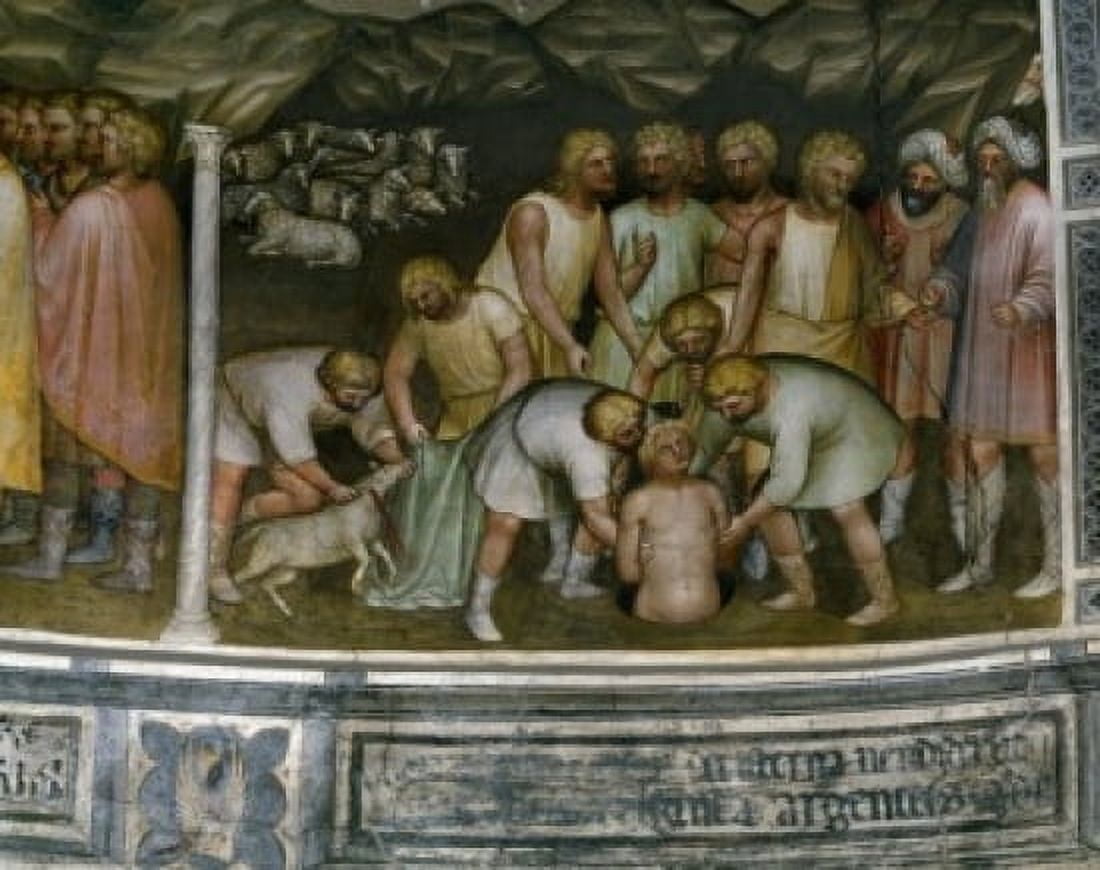 Joseph is Sold to Merchants by his Brothers from Stories of Jacob by Giusto de Menabuoi fresco (Circa 1320 1391) Italy Padua Padua Cathedral Baptistery Canvas Art - Giusto de Menabuoi (24 x 36)