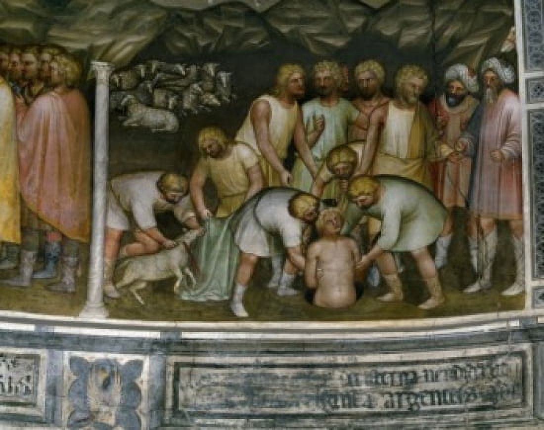 Joseph is Sold to Merchants by his Brothers  from Stories of Jacob by Giusto de Menabuoi  fresco  (Circa 1320 1391)  Italy  Padua  Padua Cathedral  Baptistery Canvas Art - Giusto de Menabuoi (18 x 24)
