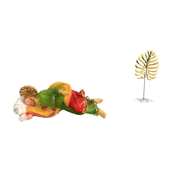 Joseph Statue Sleeping Figurine Leaf Sculpture Iron Resin Artistic Decor for Home Office Shelf Table