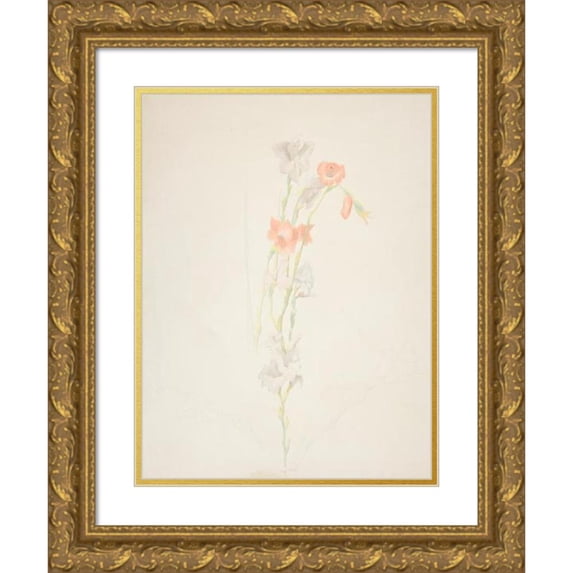 Joseph Stella 15x18 Gold Ornate Wood Frame and Double Matted Museum Art Print Titled - Flowers (ca. 1920-25)
