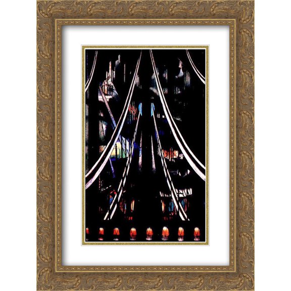 Joseph Stella 2x Matted 18x24 Gold Ornate Framed Art Print 'New York Interpreted V, The Bridge'