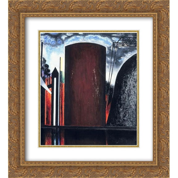 Joseph Stella 2x Matted 20x22 Gold Ornate Framed Art Print 'Smoke Stack'