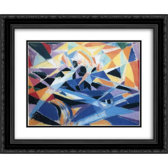 Joseph Stella 2x Matted 24x20 Black Ornate Framed Art Print 'Futurist Composition'